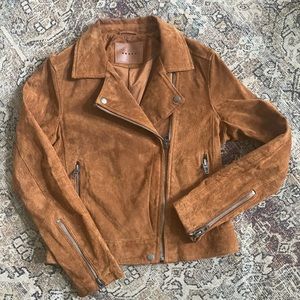 Blank NYC suede leather moto jacket brown size small